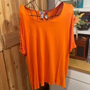 🧡🧡🧡3 For 12$🧡🧡🧡Orange Cold Shoulder Lattice Weave Sleeves